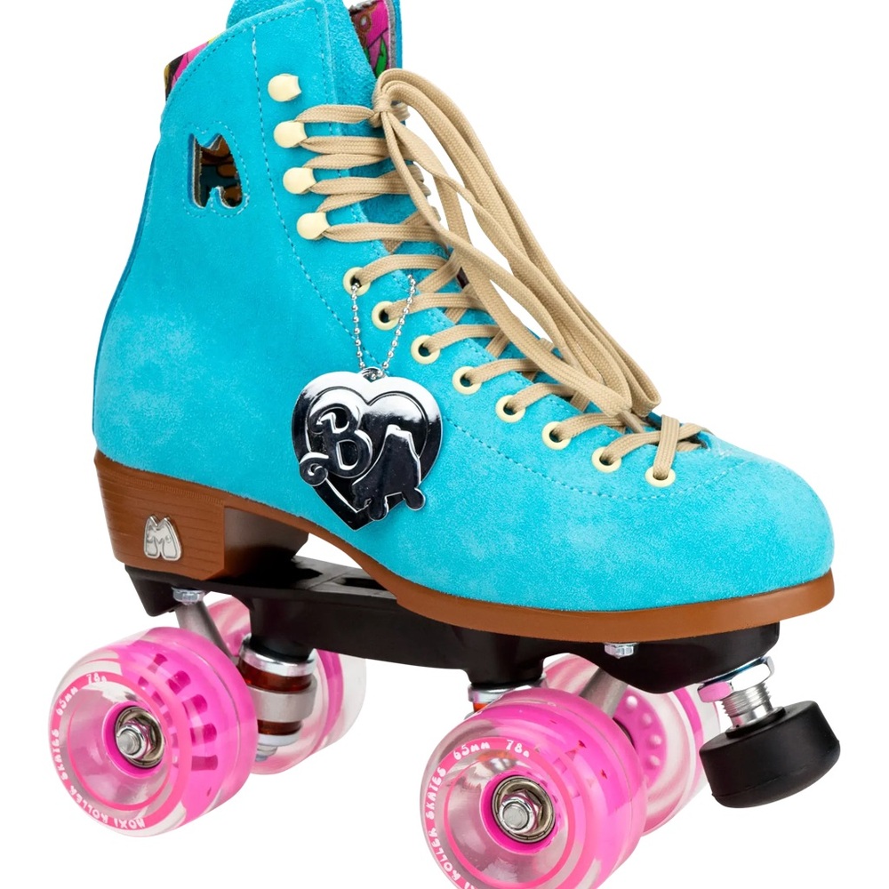 Moxi Women's Teal and Pink Roller Skates